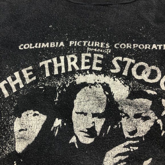 Vintage 1984 The Three Stooges Shirt Mens Medium Grey Graphic Print Short Sleeve - Picture 6 of 12
